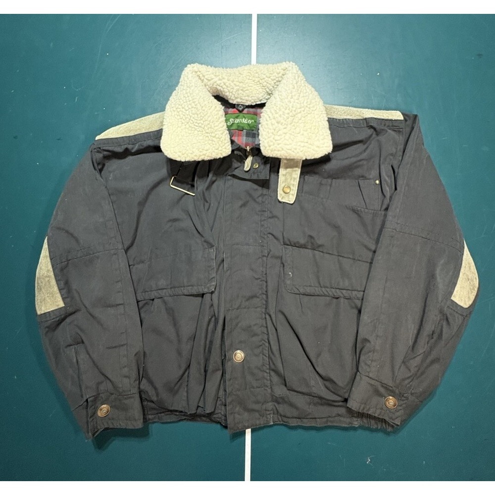 Vintage St. Johns‎ Bay Flight Aviator Bomber Sherpa Lined Jacket Size Large Rip